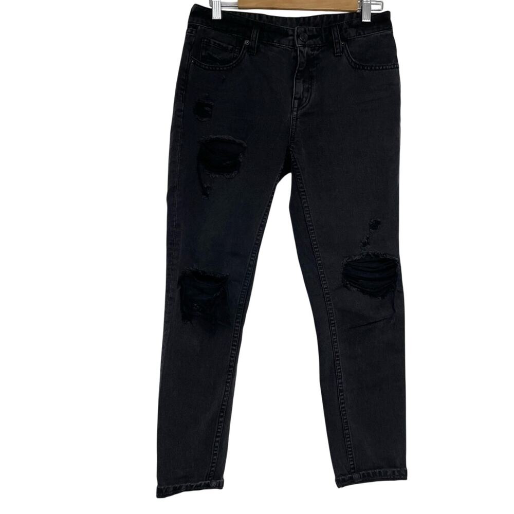 BDG Urban Outfitters Black Distressed Slim Boyfriend Low Rise Womens Jeans 26
